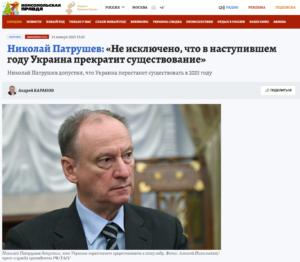 RUS-Patrushev: Ukraine wird eventuell 2026 Jahr aufhören zu existieren/ FPI hat Interview in voller Länge