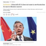 SCMP/ China-Außenminister sagt EU, dass China nicht wünscht, dass RUS den Ukraine-Krieg verliert
