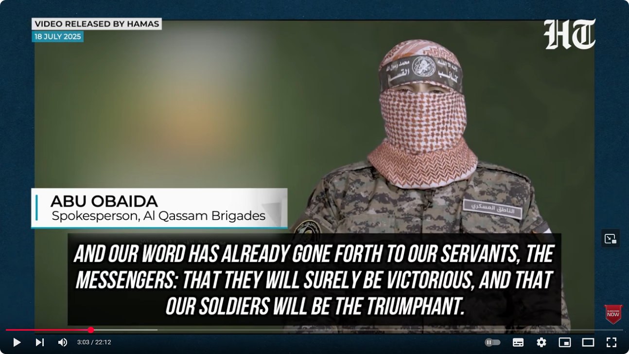 Nah-Ost-Front/Hamas mit Video-Statement: Nichts ist vorbei – alles läuft (und läuft schlecht für Israel +Westen)