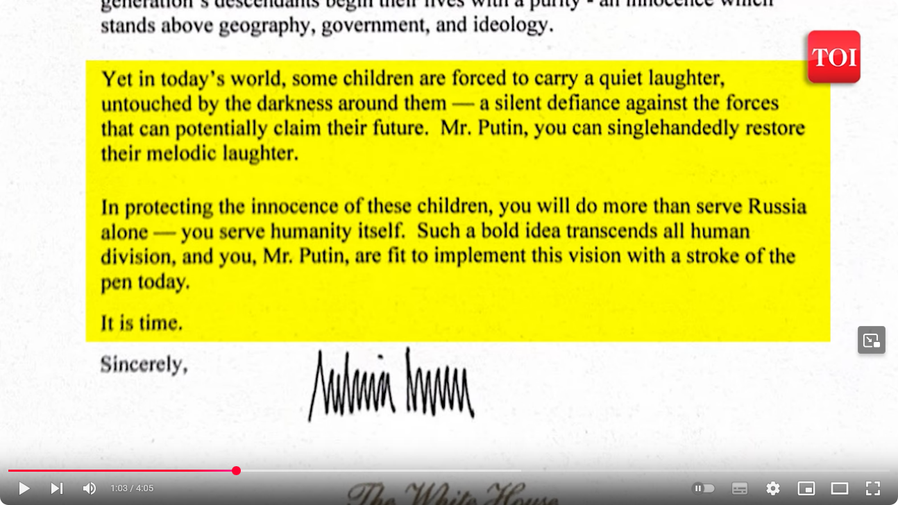 Putin veröffentlicht Melanias Kinder-Brief/ Melania verweigert ähnlichen Brief an Netanyahu wegen Gaza-Kinder