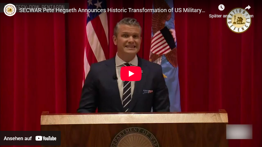 US/Kriegsminister: Wichtige Grundsatzrede – Clip volle Länge