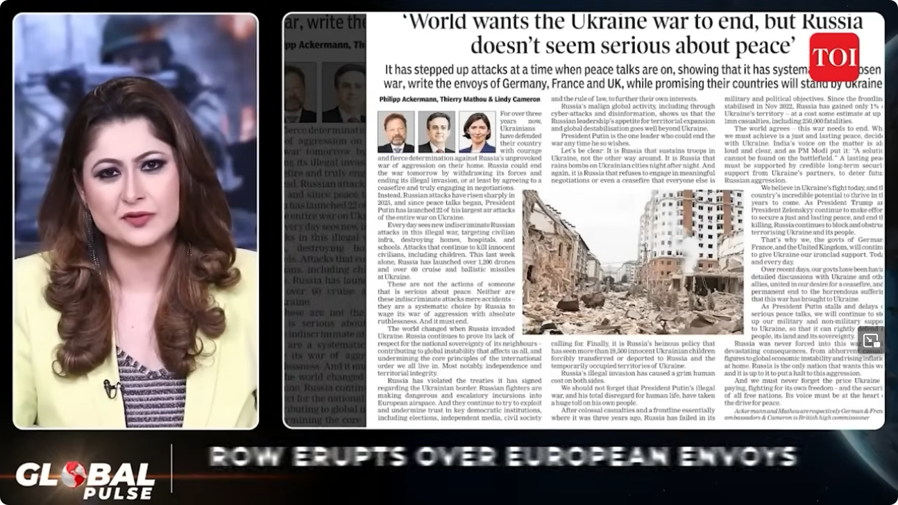 Indien/Putin-Besuch: Euro-Botschafter (UK +FRA +GER) mit Protest-Artikel gegen Indien-Außenpolitik