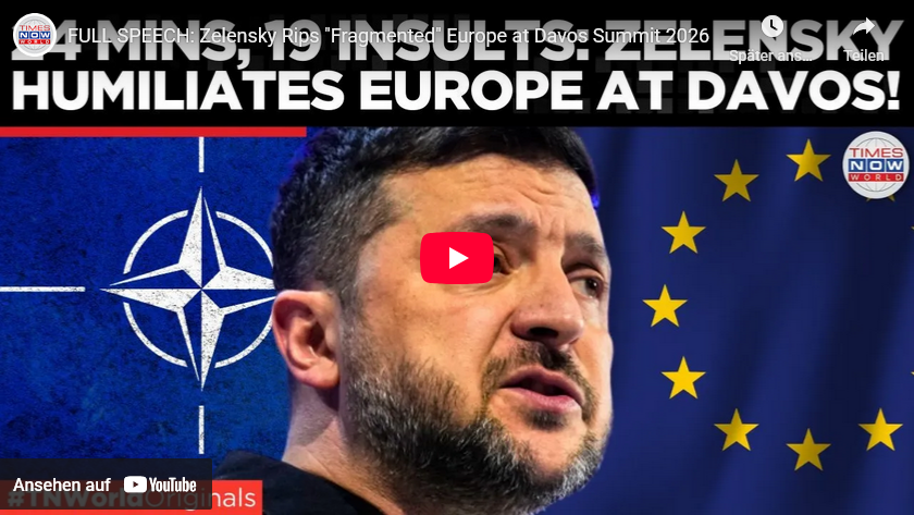 Videos/volle Ansprachen Davos: Zelensky +Merz teilen voll aus (Luftnummern im Selbstüberschätzungs-Größenwahn)