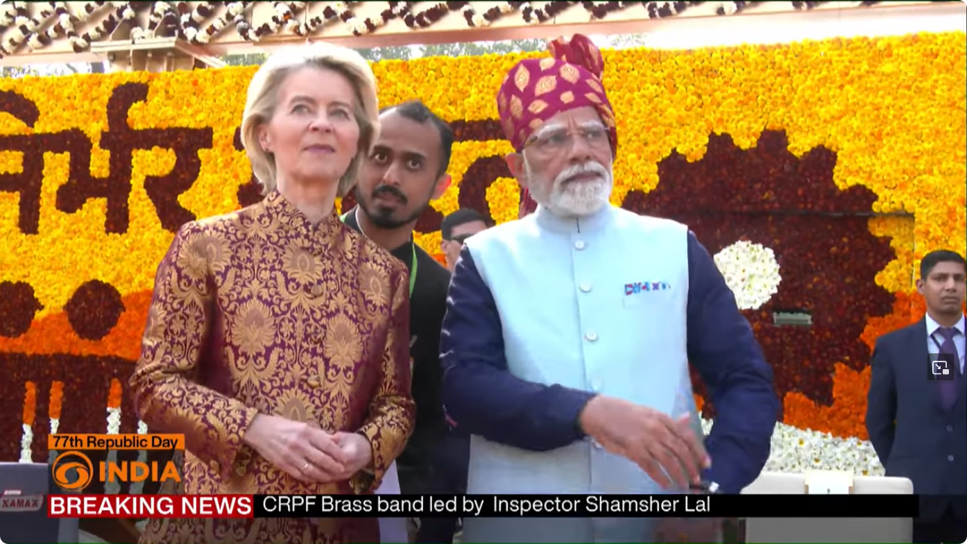 Videos/Indien-Republic-Day-Parade: Euro-Beteiligung/ Leyen wurde von RUS-Jets-überflogen +mehr