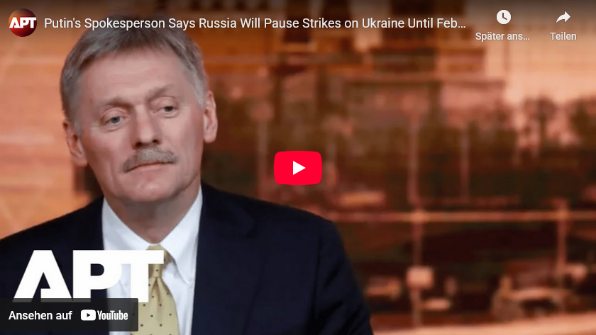 UPDATE-3: Peskov bestätigt Trump-Brief +Putin-Zustimmung zu Putin möge Kiew-Angriffe bis 1. Feb. einstellen