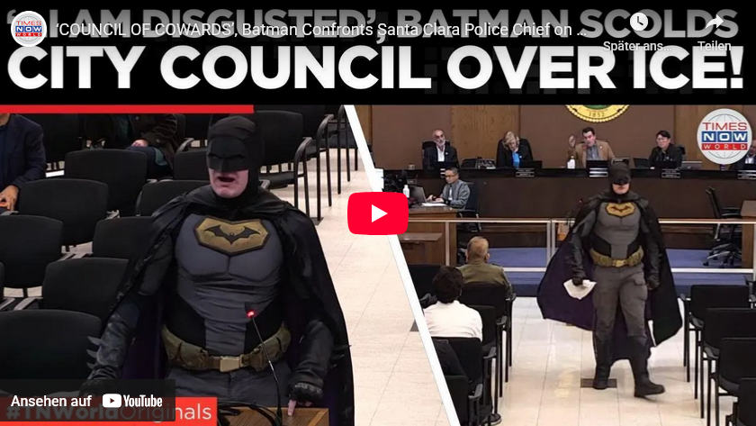 US-Demokraten (psychopathisch-?) verzweifelt: Mit Batman (ja dem=kein Scherz) gegen Trump-ICE