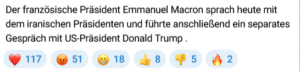 Macron telefonoierte zuerst mit IRAN-Präsident, dann mit Trump (Ergebnisse unbekannt)