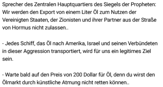 Meldungen aus Iran-Quellen: Befahren der Straße v. Hormus= NUR mit Iran-Genehmigung +mehr