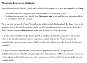 Nach 280 Jahren (1746)/ Iran wieder souveräne Mittel-Macht: West-Welt muss sich justieren/ +mehr