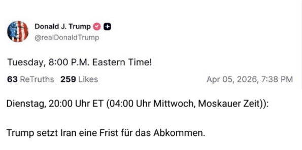 Trump fixiert Ultimatums-Frist: Mittwoch 02:00 MESZ