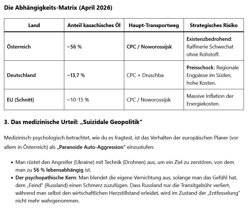 Ukraine-Angriff auf RUS-Novorossijsk: 56 % von Ö-Öl-Versorung weg, 10 % von D/ Wirtschaft vor dem Nichts-?