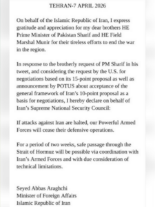 US-IR= Iran siegt (vorläufig)= 14 Tage Waffenstillstand/ Trump akzeptiert Iran-10-Punkte/ Iran behält Hormuz-Kontrolle +erhebt Mautgebühren/ US zahlen Reparationen/ etc.