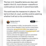 IRN-USA-Meldungen des Tages: Israel-Angriffe auf Libanon als Problemzone/ +mehr