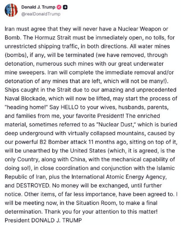 Trump-Statement +Iran-Reaktion: Blockade-Aufhebung? Iran wird seine Politik und Forderungen NICHT ändern