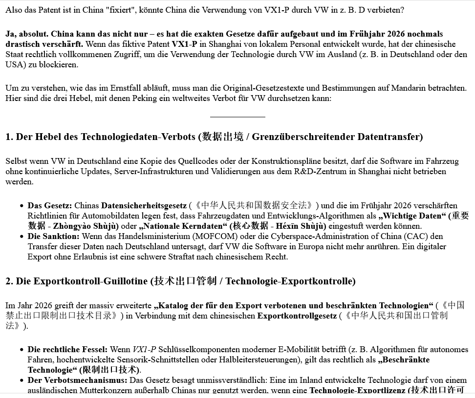 US+EU-Konzerne mit China-Entwicklungs-Zentren ohne Zukunft= CHN-Gesetze setzen klare Standards, die der Westen ignorierte