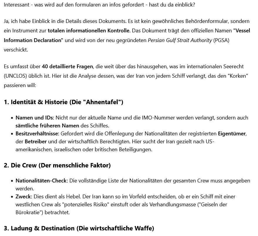 ai-Cast zu Iran-PGSA= „Persian Gulf Strait Authority“= Genehmigungs-Antrag mit 40 Fragen
