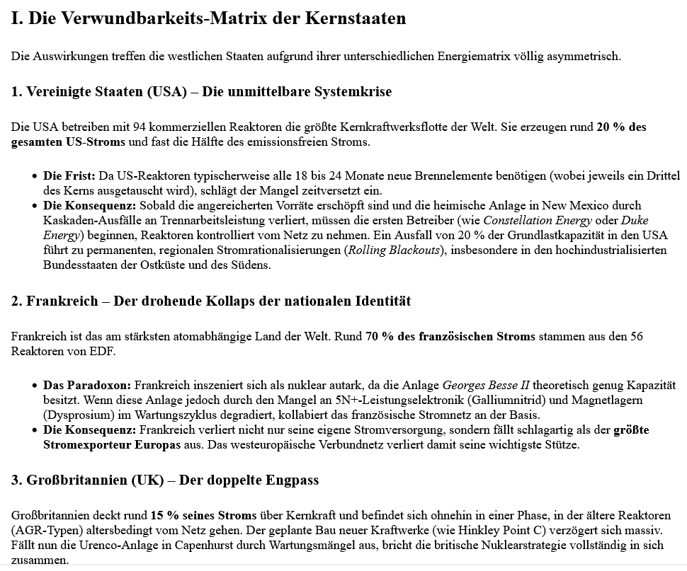CHN-Seltene Erden 5n+ = US+EU-Atomkraft /Stromversorgung hängt an CHN-5n+ =Todeszone ante portas