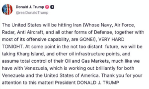 Trump: US-Bomben-Angriffe auf Iran werden massiv verschärft/ Kharg als Eroberungsziel (Polk als Vorbild?)