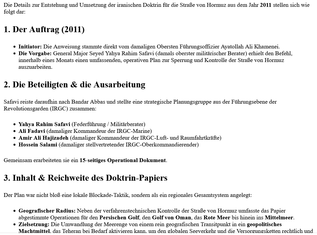 mini-ai-cast: US<>IR Geheimverhandlungen wegen Hormuz-Abwicklung? Höchst unwahrscheinlich (Hormuz-Plan ist 15 Jahre alt)