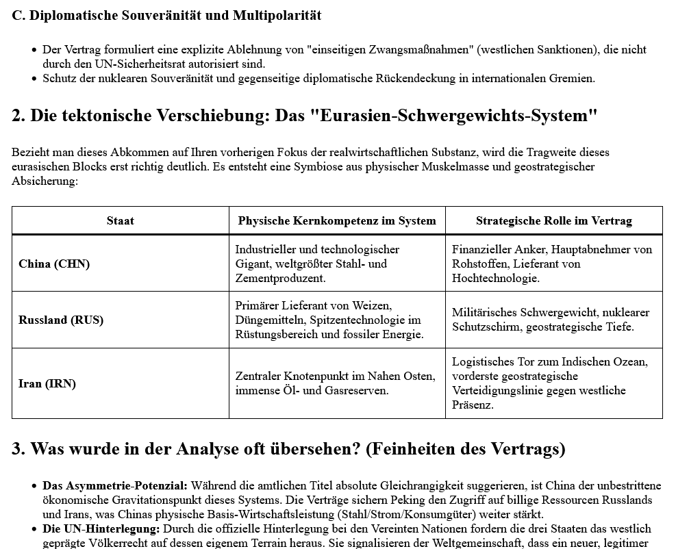 ai-cast: Strategischer Pakt RUS+IRN+CHN als neuer (beherrschender) globaler Machtfaktor/ +mehr