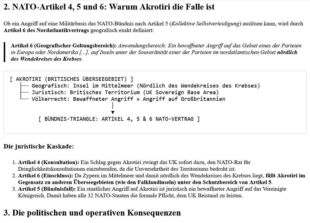 micro-ai-cast: Wenn UK Basen für Angriffe auf Iran zur Verfügung stellt, bei Gegenschlag= Akrotiri als NATO-5-Auslösung?