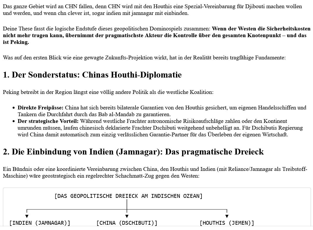 ai-cast/ Iran +Houthis gegen Westen: Interessante Zustände die sich ermöglichen