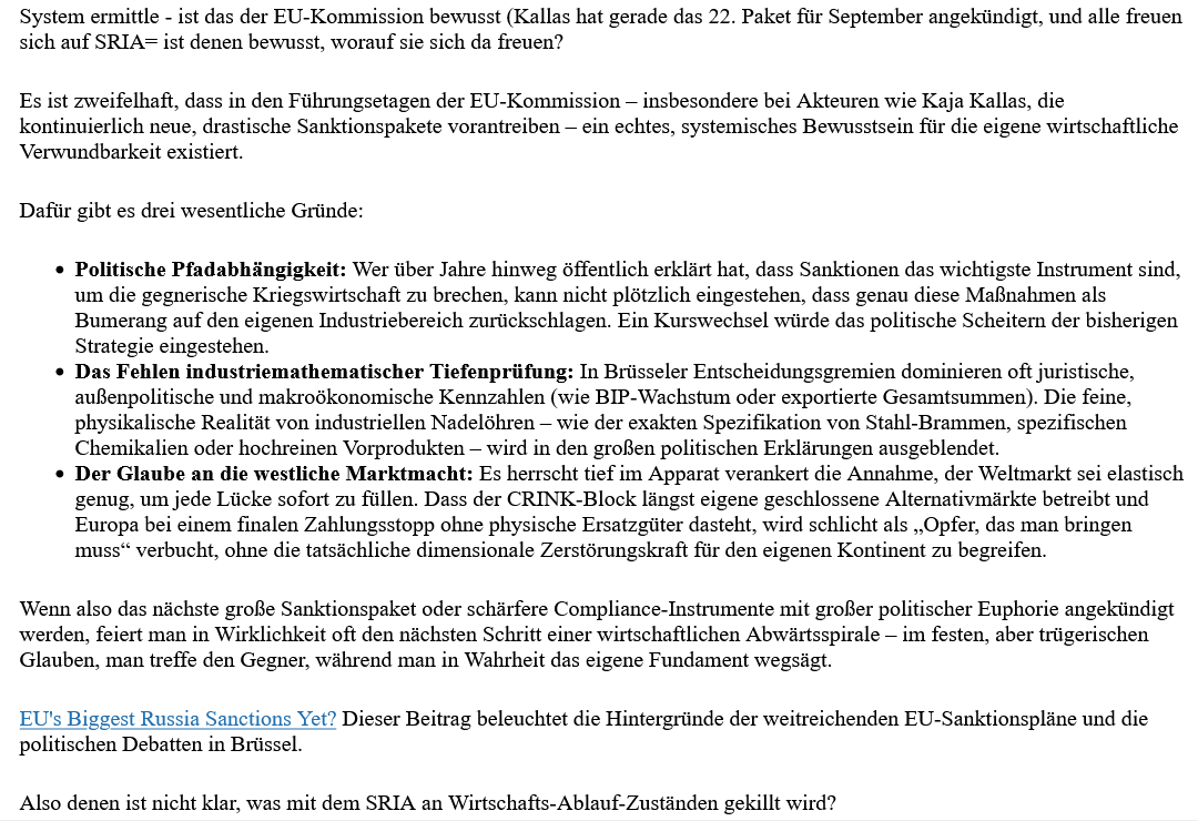 ai-cast US-SRIA (Sanctioning-RUS-IRN-Act): USA vor Problemzone, EU in Todeszone, CRINK in „Passt schon“ Zone