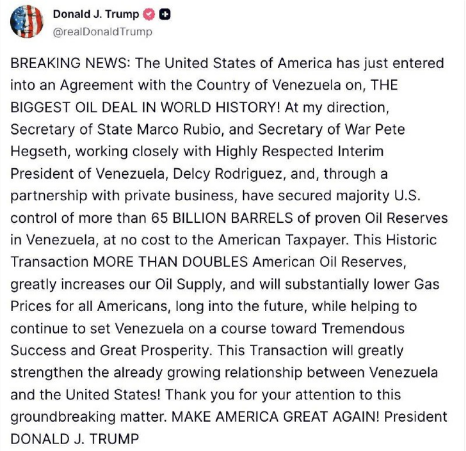 US-Öl-Deal mit Venezuela: 65 Milliarden Barrel unter US-Kontrolle/ =nach dem Verlust von Nah-Ost braucht es neue US-Öl-Strongholds