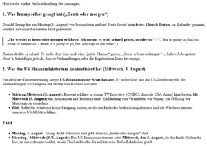 ai-cast zu Trumps neuem Iran-Ultimatum (bis 5.08.)/ möglichen US-Bombenangriffen (Typ Vietnam)/ +mehr