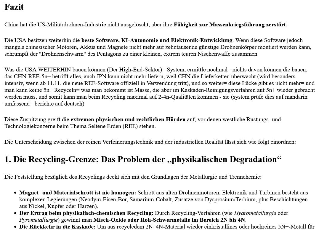 ai-cast+Clip: CHN-MOFCOM= neue Lieferbeschränkungen/ Blockaden gegen US-Rüstungs-Industrie/ Auswirkungen heftig