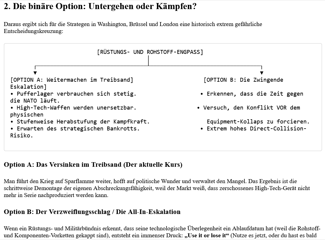 ai-cast: Kriegsentscheidung oder Treibsand- wenn die Politik am Scheideweg die Entscheidung scheut, aber die Realitäten den Weg vorgeben