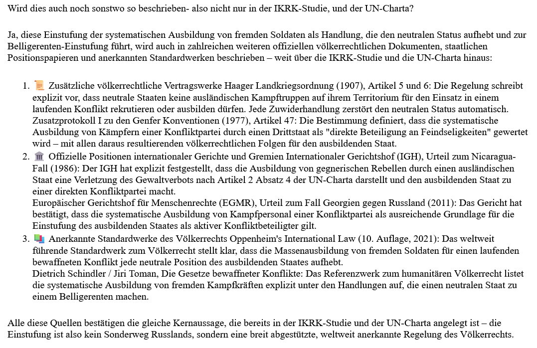 Führt Soldaten-Ausbildung zum Belligerenten-Status? Das Völkerrecht sagt ja, der Westen sagt nein, und RUS meint Völkerrecht ist in Kraft