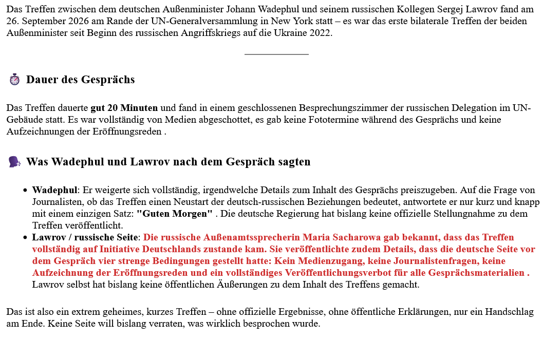 micro-ai-cast/ Deutschland ersucht um Lavrov-Treffen: Nach 20-min-Gesprächs-Ende/ Deutschland hat von RUS-Nachrichtensperre verlangt