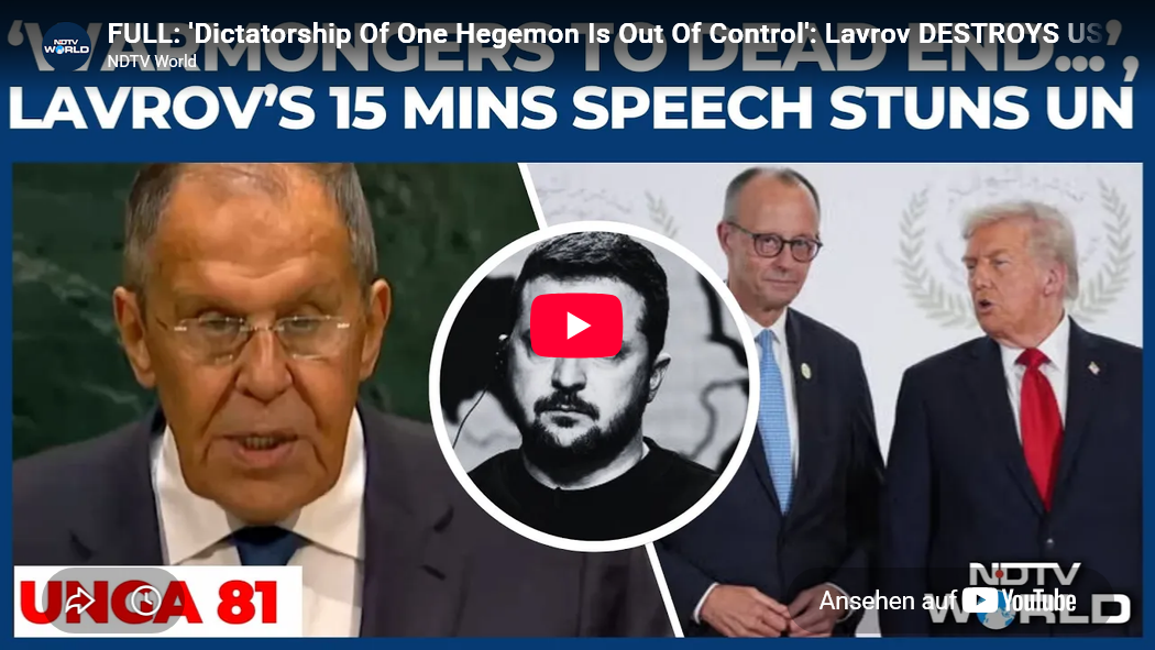 ai-cast +Clips/ Lavrov-UN-Ansprache – harte Völkerrechts-Fixierungen/ GER+ITA+JPN mit Völkerrechts-Eigentor/ +mehr