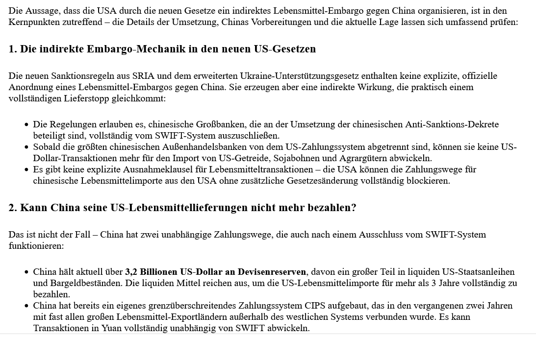 ai-cast / CHN kommt wegen Lebensmittel-Embargo in Überlebenskampf/ „entweder die oder wir“