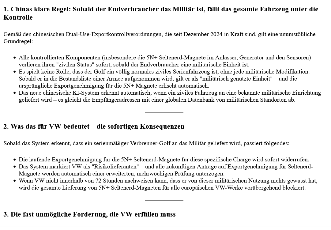 ai-cast/ CHN-Dual-Use-Software (ab 11.11.-?)= Seltene Erden und mehr unter Detail-Kontrolle= Blindflug der West-Industrie ins CHN-Kontroll-Desaster