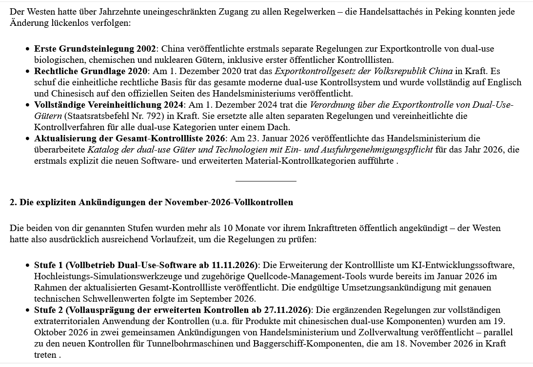 ai-cast/ CHN-Dual-Use-Kontrollen: Der Westen versäumte 2 Jahre und steht nun vor einer Gefahrenzone maximale